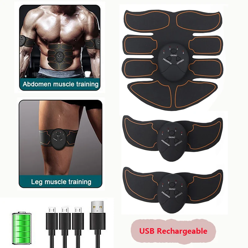 

USB Rechargeable Fitness Electric Muscle Stimulator Body Slimming Massager Abdominal EMS Trainer For Home Gym Dropshipping