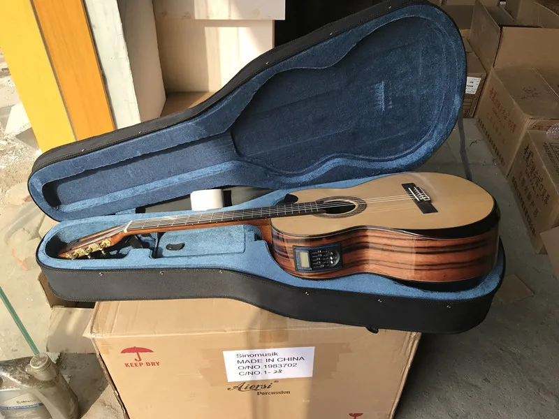spruce with pickup Твердый Топ java ebony винтажная Классическая гитара со специальной чашей форма Чехол для гитары - Цвет: spruce with pickup