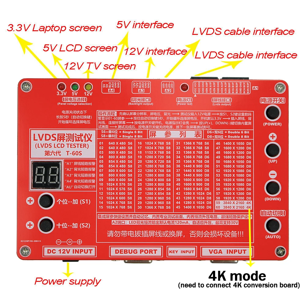 US $50.95 The 6th Generation Laptop TvLcdLed Test Tool Lcd Panel Tester Support 7 84 W Lvds Interface Cables Inverter 