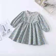 Весенние Хлопковые Платья принцессы с принтом для девочек, милое детское платье, 5 шт./партия