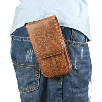 

Holster 4.7 inch to 6.3 inch Leather Men Waist Bags Retro Man Waist Pack for Cell Phone Belt Fanny Pack Universal Male Clip Case
