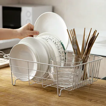 

Iron Kitchen Dish Drying Rack Tableware Drainer Storage Basket Shelf Plate Dish Rack Drain Basket Cabinet Sink Organizer MJ904