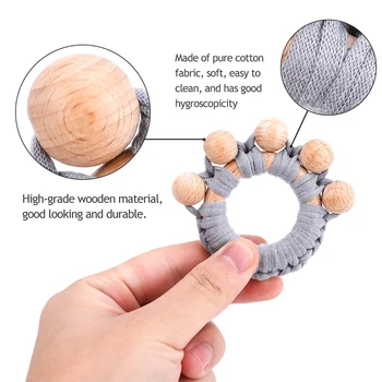 

1pc Baby Wooden Teether Ring Toys Rattle Wooden Blank Bead Beech Roden Chew Teething Wooden Ring Children'S Goods Nurse Gift Toy