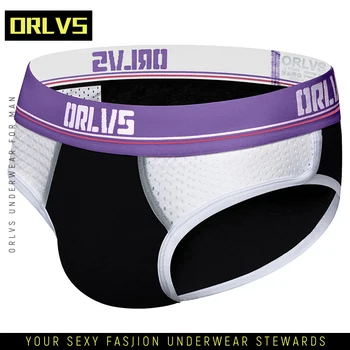 

ORLVS Male Panties Briefs Cotton Gay Jockstrap Mens Underpants OR183
