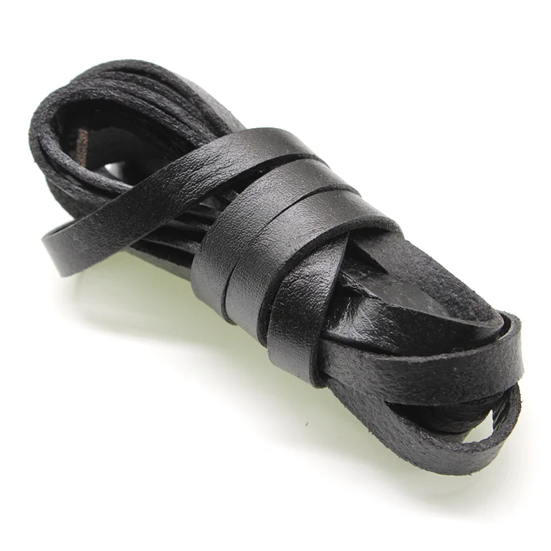 2m 블랙 컬러 진짜 가죽 코드 2 3 4 5 6 8 mm 라운드 플랫 가죽 로프 문자열 맞춤 목걸이 팔찌 DIY 쥬얼리 만들기