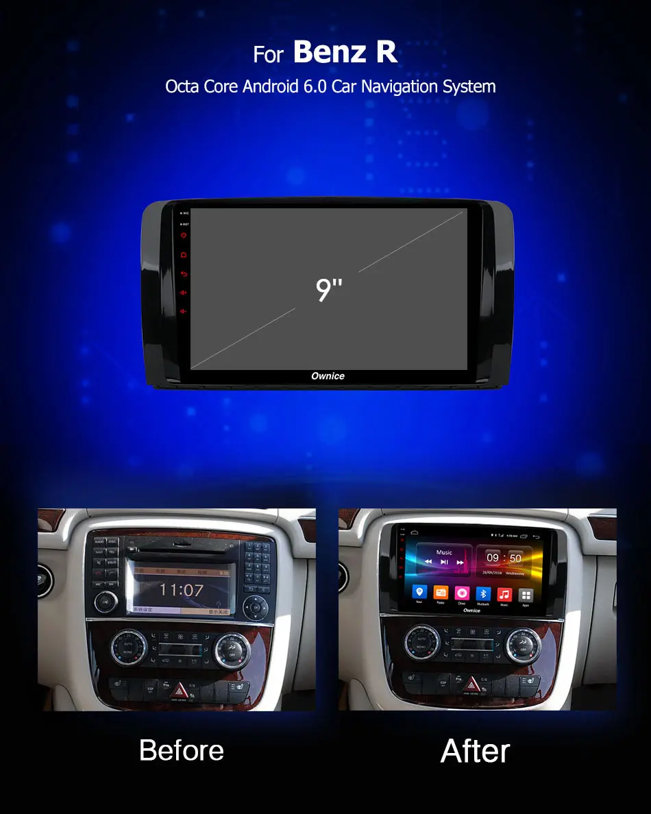 Ownice DSP carplay 8 ядерный Android 9,0 автомобильный dvd-плеер gps стерео радио для Mercedes Benz R Class W251 R280 R300 R320 R350 4G+ 64G