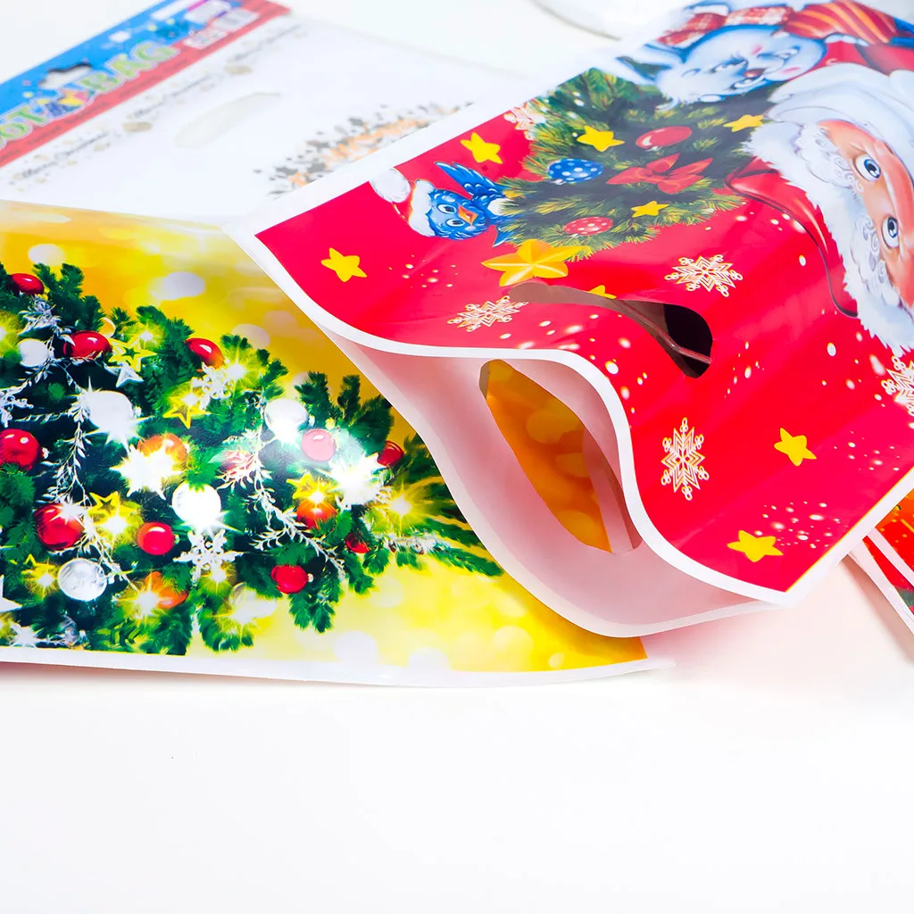 10 шт. ПВХ сумки рождественские коробки для конфет одноразовые Tote Goodie Сумки Подарочные сумки украшения упаковка коробка для сладостей# D