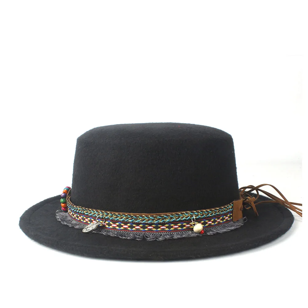 Мужская и женская шляпа на плоской подошве, зимняя мягкая фетровая шляпа с широкими полями, шляпа для танцев и вечеринок, шерстяная мягкая фетровая шляпа, размер 56-58 см