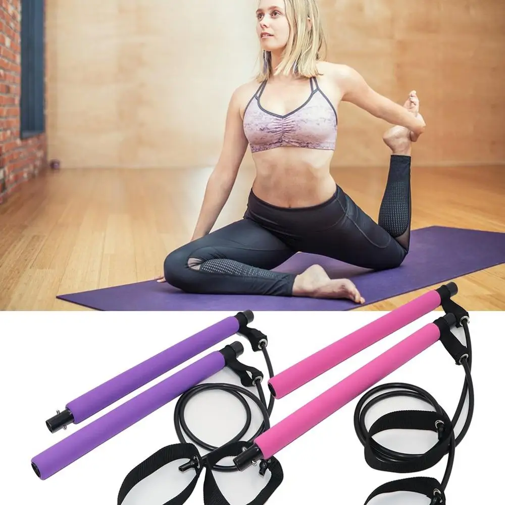 Multifunctional Pilates Bar with Resistance Band Yoga Pull Bar for Gym Fitness Bodybuilding Training Sports