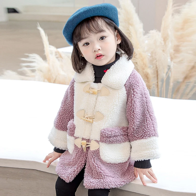 

Girls Fur Jacket for Children Tops Clothes 2023 New Baby Kids Jackets Warm Thicken Coat Solid Color kids Faux Fur Outwear Coat