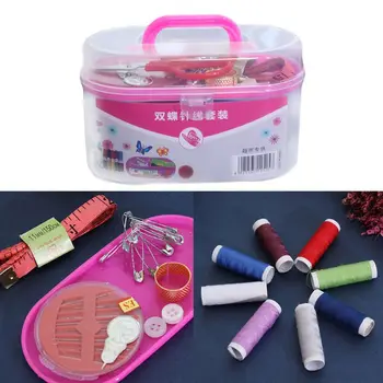

Portable DIY Sewing Thread Travel Kit Knitting Needles Scissors Tools with Case