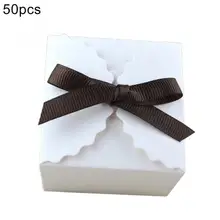 

40%HOT 50Pcs Gift Box European Vintage DIY Kraft Paper Candy Packing Holder with Ribbon