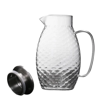 

Thick Heat-Resistant Hammer Glass Cool White Open Kettle Large Capacity Household High Temperature Tea Juice Cold Water Bottle T