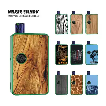 

Magic Shark Music is Fun Wood Print Tiger Wolf Leopard Fashion 2.5D Sticker Cover Film Case Skin for Asvape MICRO ELF