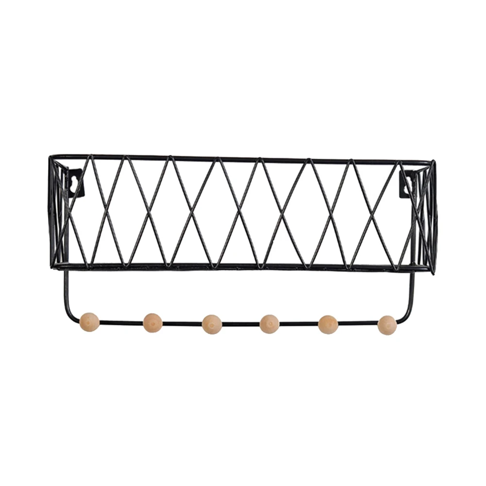 1 шт. металлическая деревянная настенная полка для хранения, подвесная корзина с крючками, держатель для ключей на сумку, стойки, Органайзер Домашний для хранения