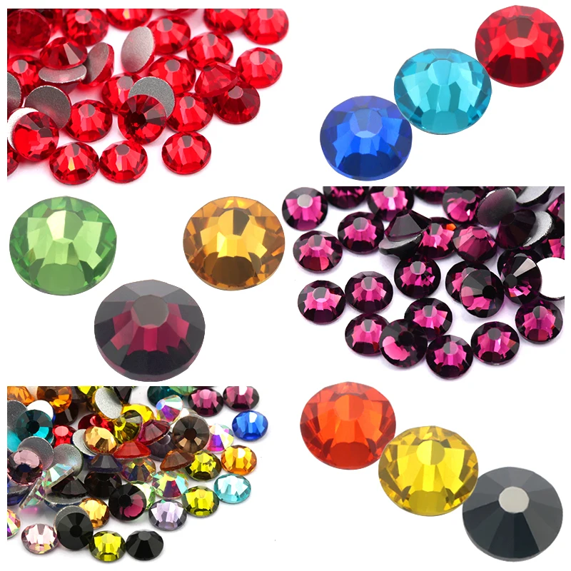 Large Size SS34 (7.1mm-7.3mm) Colorful Crystal With Non-hotfix Glass Glue On Flatback Rhinestone For Clothes Wedding dress | Дом и сад