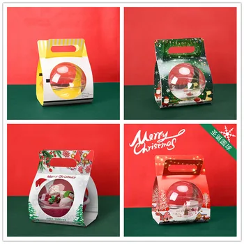 

25pcs Creative clear ball gift boxes festival party favors packaging cake pastry paper box 500ml large snack food dessert box