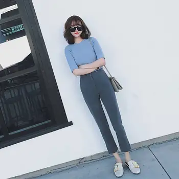 

2019 Autumn two-piece] new casual sweater + Female loose pants female nine points Korean pants