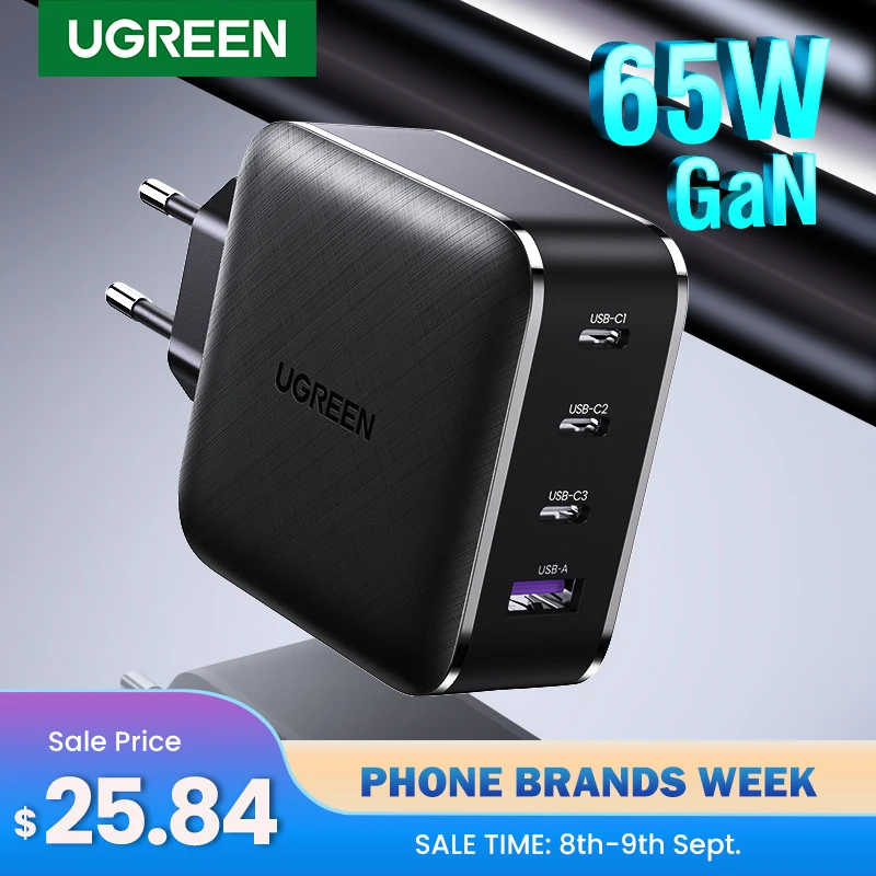  Ugreen 65W GaN зарядное устройство Quick Charge 4,0 3,0 Type C PD USB зарядное устройство с QC 4,0 3,0 портативное быстрое зарядное устройство для ноутбука iPhone …