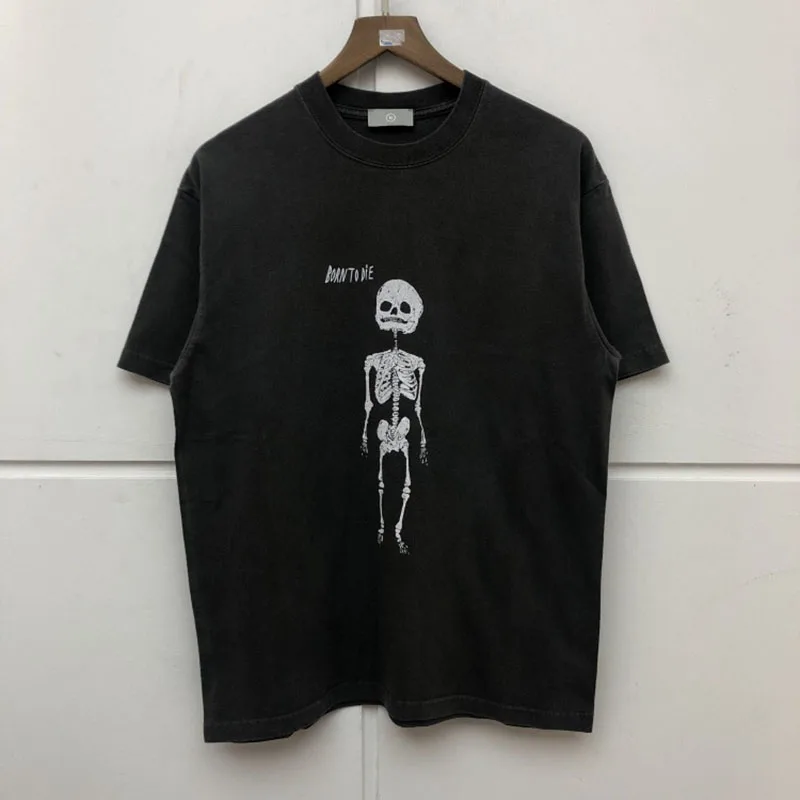 Washed Do Old Skull Printing T Shirt Men Women Summer Style 100% Cotton Casual T-shirt Hip Hop Streetwear Tees | Мужская одежда