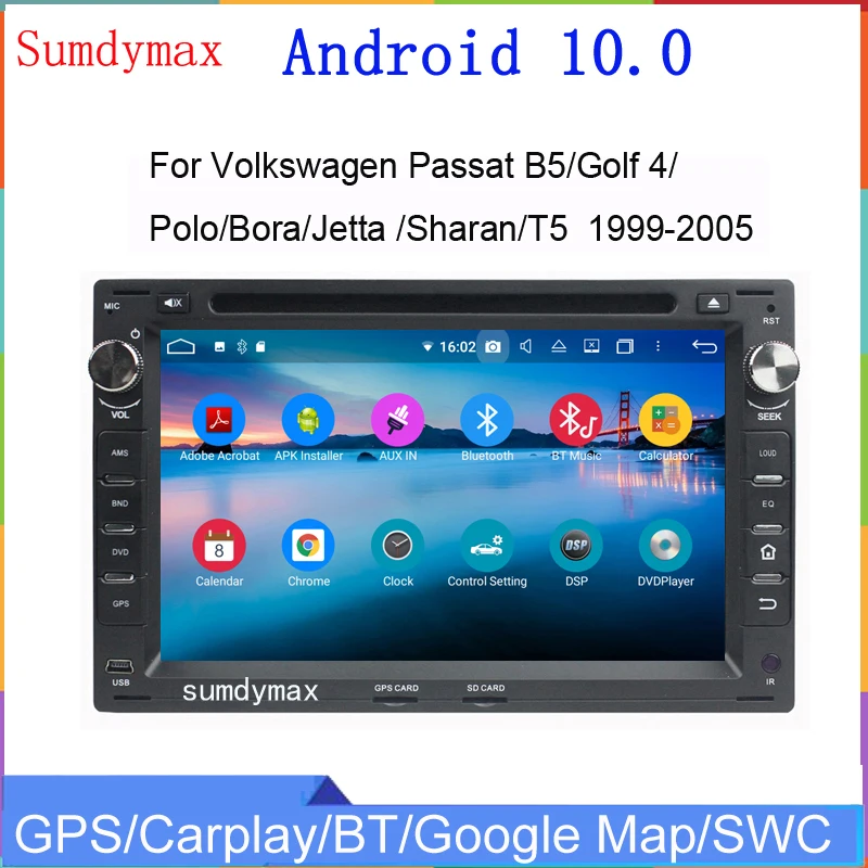 2din octa core android10 car dvd Multimedia Player for Volkswagen passat b5 golf4 Bora Sharan T5 radio gps navigation Stereo | Автомобили