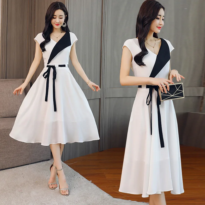 

Suit Skirt 2019 Summer New Style Short Sleeve Solid Color Fashion Slim Fit Slimming Elegant Versatile