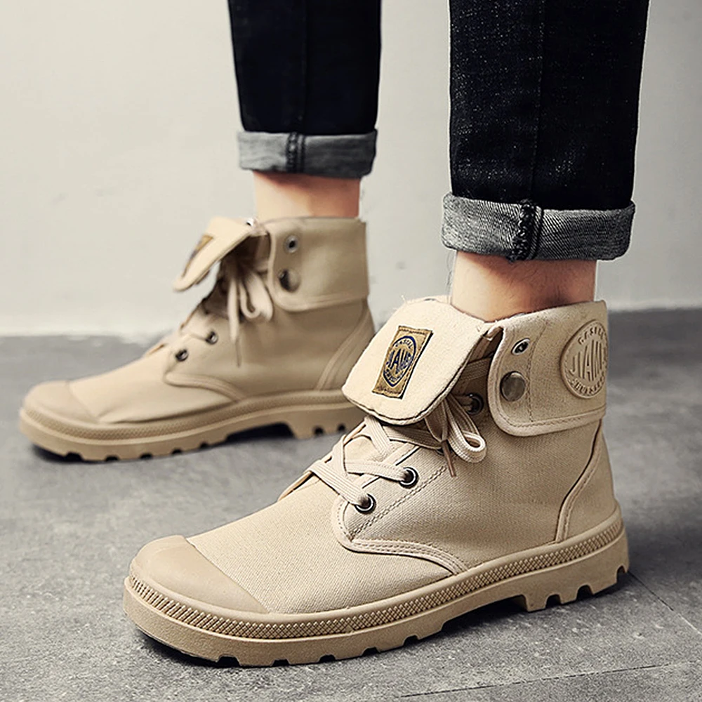 

MoneRffi Mens Boots New Spring Autumn Non Slip Breathable Middle Canvas Shoes Outdoor Casual Shoes Fashion Hot Wild Boots 2019