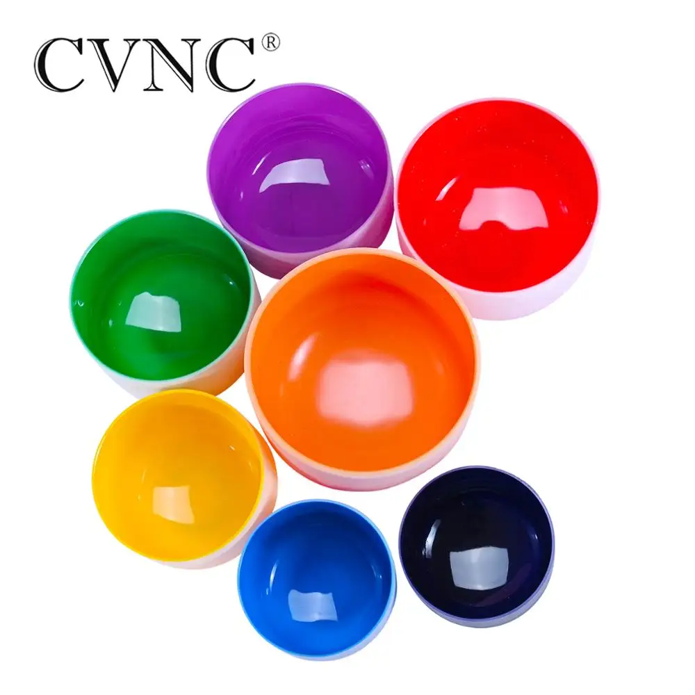 CVNC "-14" чакра настроенная Набор из 7 шт CDEFGAB цветной Матовый Кварцевый Поющая чаша