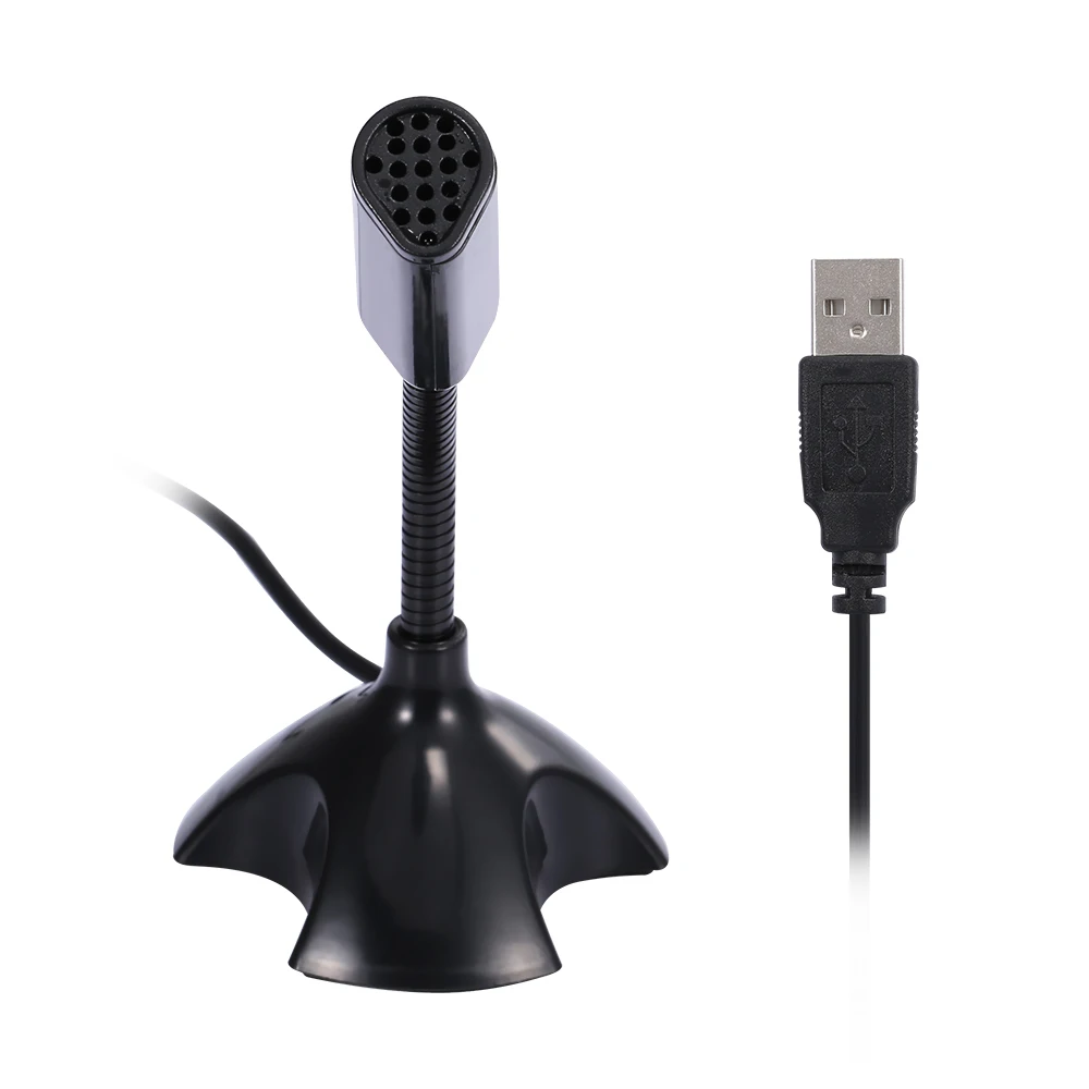 Мини USB микрофон Студийный, для речи чат пение KTV караоке микрофон для ПК ноутбук с держателем(черный