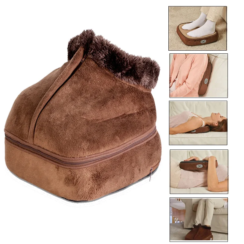 Electric Heated Foot Warmer Cosy Unisex Velvet Feet Heated Foot Warmer Massager Big Slipper Foot Heat Warm Massage Shoes