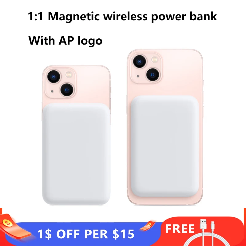 Original For iPhone 12 13 Pro Max Battery Pack 5000mAh Magnetic Wireless Charging Power Bank Apple Back Charger | Мобильные телефоны