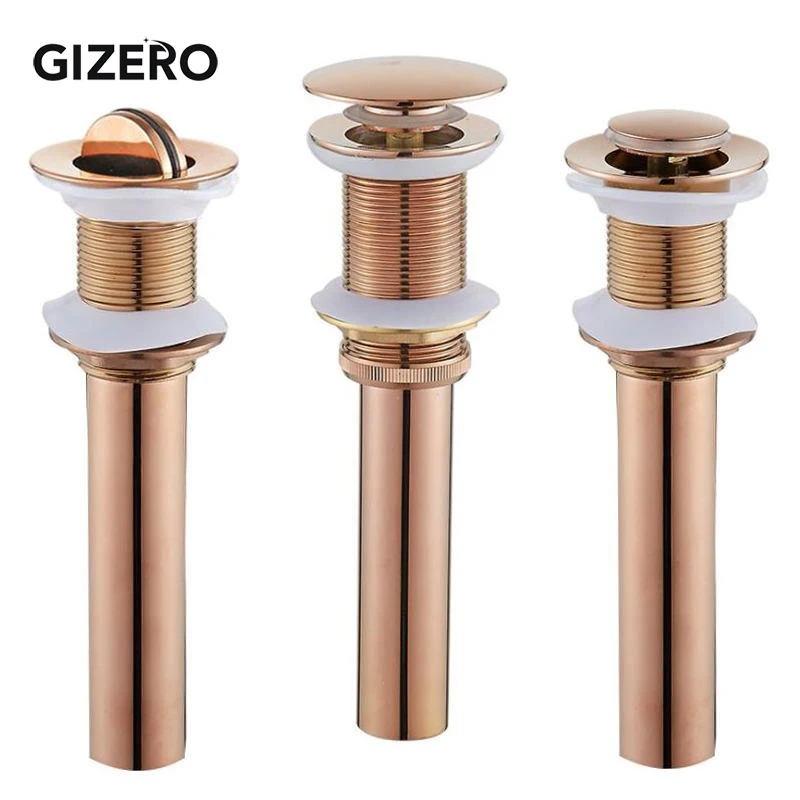 Bathroom Basin Drain Strainer Rose Golden Color Brass Sink Pop-up Drainer without overflow Accessories ZR2021 | Обустройство дома