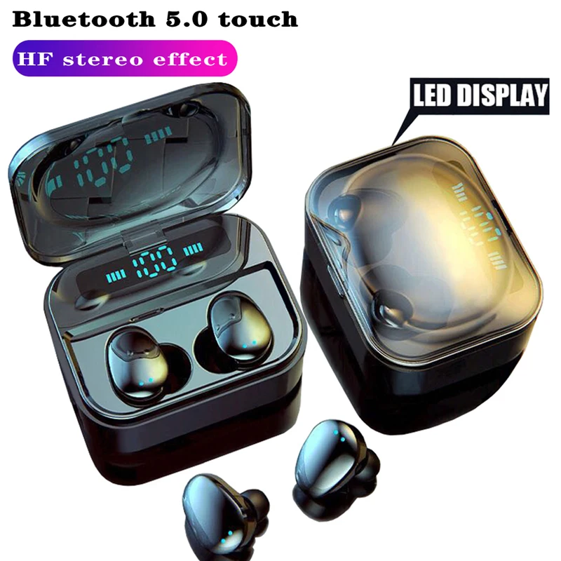 TWS Беспроводная bluetooth-гарнитура со светодиодным дисплеем стерео наушники