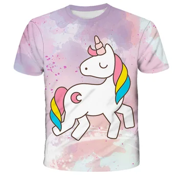 

unicorn Child Summer Short Sleeve T-Shirt Kids unicorn 100% polyester T Shirts For Baby Boy TShirt Girl Tops Tee 4-14T