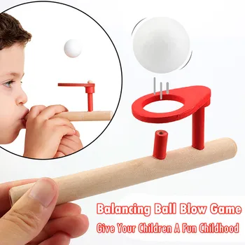 

Children Educational Toys Ball Kids Wooden Toys Nostalgic Gadgets Fun Wooden Pipe Balance Blowing Ball Toys #7.13