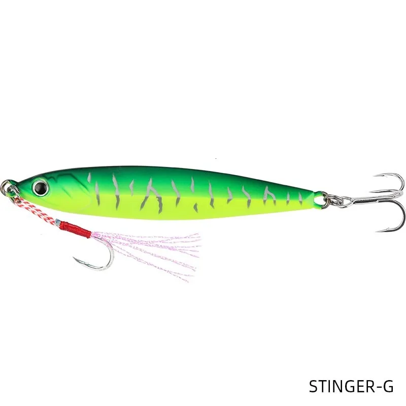 TSURINOYA STINGER 20 г/30 г/40 г металлическая жесткая приманка для рыбалки, зимняя приманка с крюком для соленой воды, длинная литая приманка для морского окуня, ледяная приманка - Цвет: STINGER-G