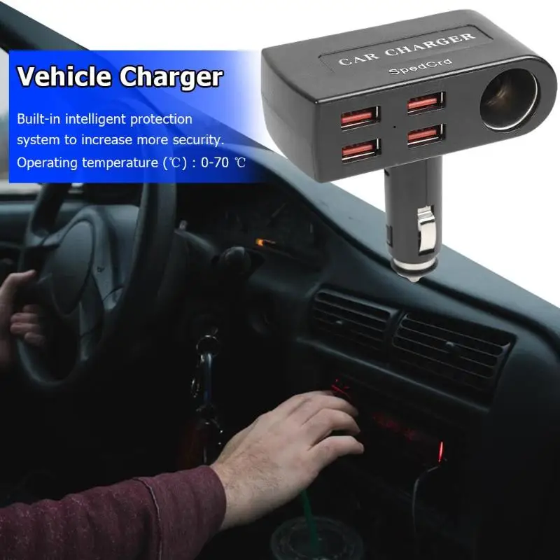 Автомобильное зарядное устройство 4 usb порта QC 3,0 зарядка четыре USB дизайн Безопасность широкий спектр приложений адаптер прикуривателя