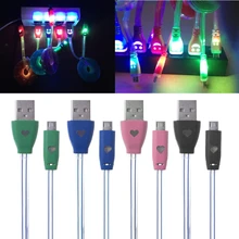 HA CONDOTTO LA Luce Variopinta Glow Micro USB di Sincronizzazione di Dati del Cavo di Ricarica Per Il Telefono Android(China)