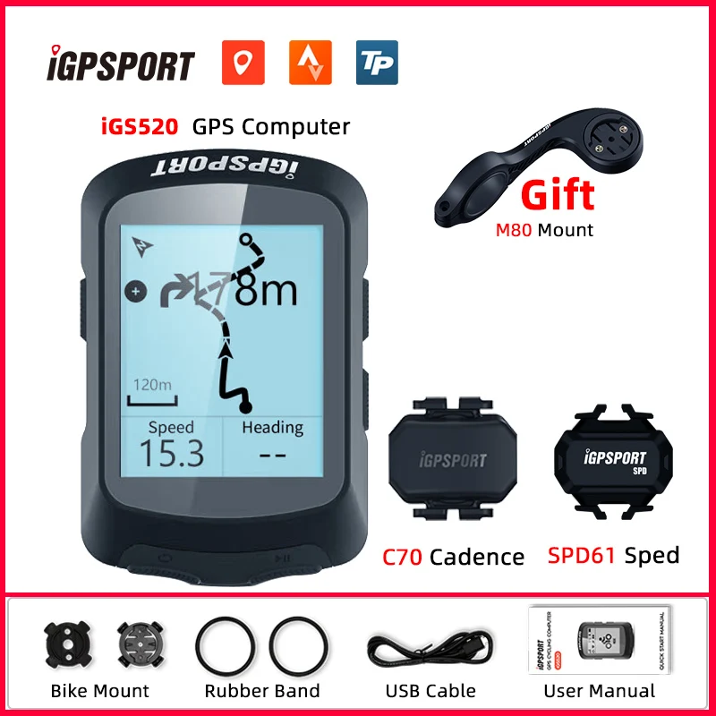 iGPSPORT iGS520 GPS Bicycle Cycling Computer WIFI Sync Data Strava Speedometer Waterproof IPX7