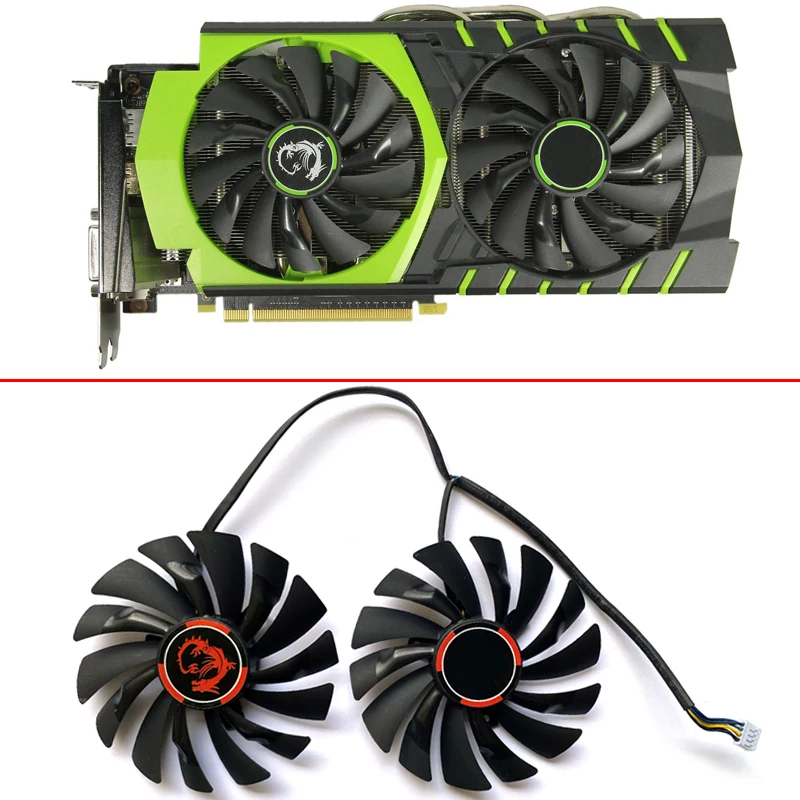 Вентилятор охлаждения PLD10010S12HH 4PIN GTX1080 для MSI GeForce GTX960 GAMING 100ME 980Ti 950 2 шт. | Компьютеры