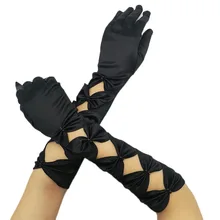 15 Inches Length Long Finger Gloves Satin Cut-out for Wedding Elbow Elegant Marriage Accessories for Bridal