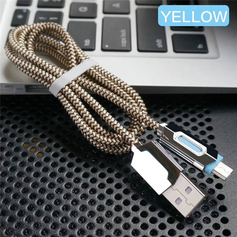 Светодиодный Micro USB кабель Быстрый кабель синхронизации данных и зарядки для samsung huawei Xiaomi LG Andriod Microusb Кабели для мобильных телефонов 1 м/2 м/3 м - Цвет: Yellow