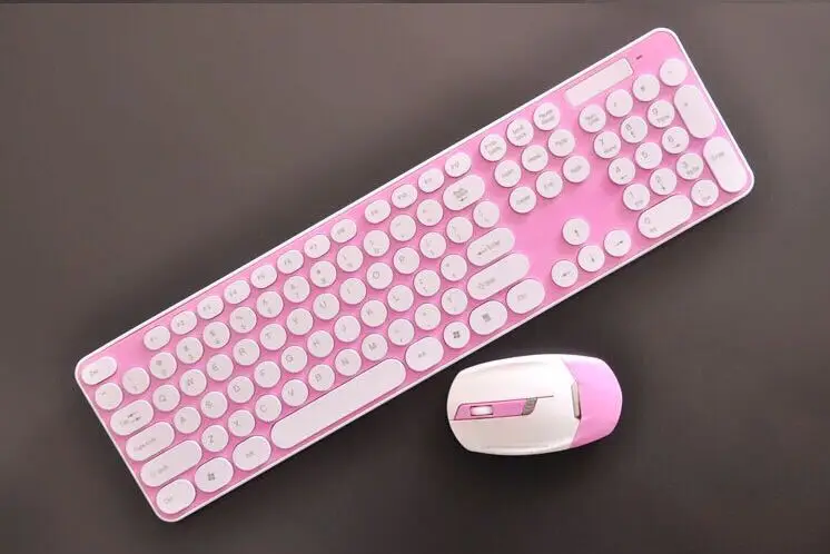 

2.4G Wireless Mouse Set Colorful round Parts Cap Wireless Mouse Keyboard Suit