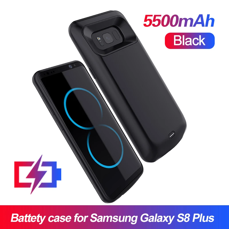 Black S8 Plus 5500 Чехол для зарядного устройства для samsung Galaxy S9 S8 Plus, мягкий чехол для зарядки телефона из ТПУ для samsung Note 8 Note 9, чехол для аккумулятора - Цвет: Black S8 Plus 5500