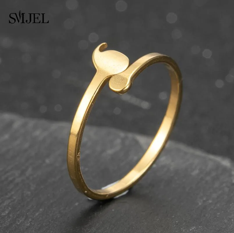 Creative Semicolon Design Opening Wave Rings For Women Men