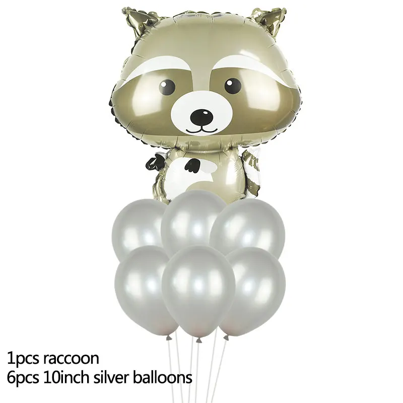 s02 raccoon Милые фольгированные воздушные шары в виде животных, Льва, тигра, зёрбы, Ослика, для детского дня рождения, украшения, воздушные шары, принадлежности, тематические вечерние шары в джунглях - Цвет: s02 raccoon