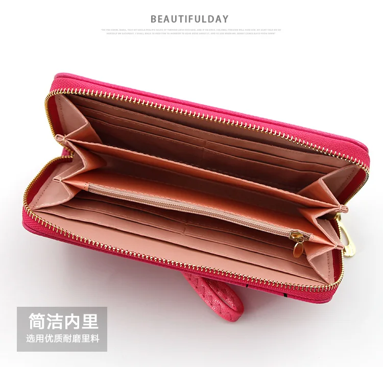 NEW Cute Design Wristband Women Long Clutch Wallet Female Money Purse Phone Pocket Large Capacity Lady Zipper Wallets Red Pink