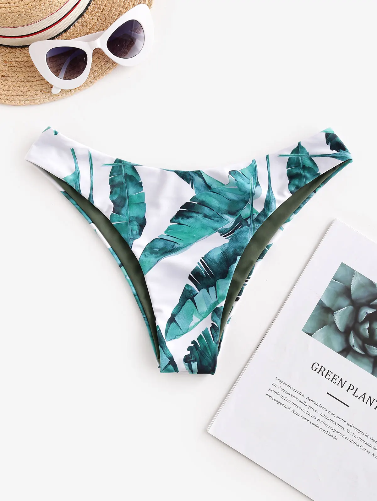 ДВУСТОРОННИЙ НИЗ БИКИНИ С пальмовыми листьями ZAFUL