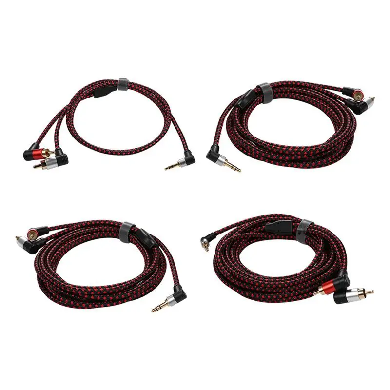 

90 Degree 3.5mm Male to 2 RCA Male Cable Right Angle Stereo Audio AUX Y Splitter Cord for Speakers Amplifier