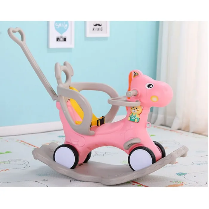 Дети Сияющие 2 в 1 животные качающиеся лошади Детские лошади Stroller1-6Y многофункциональные кресла-качалки Троянские игрушки для детского подарка - Цвет: Серый